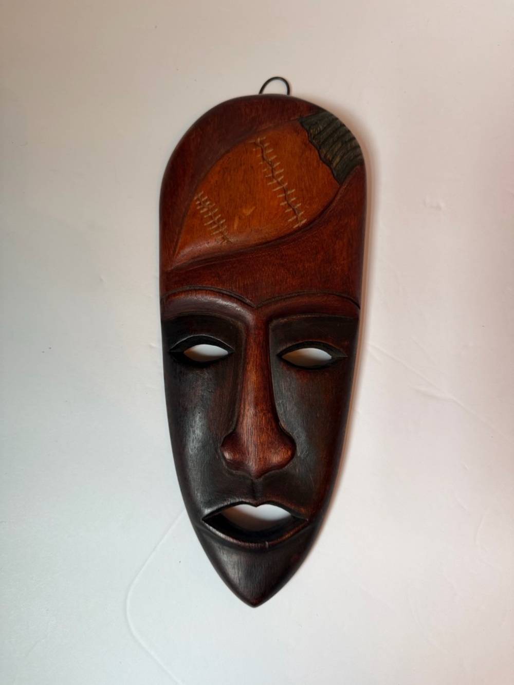 Vintage Hand Carved Wood African Mask Wall Art 11” Tribal Decor MCM